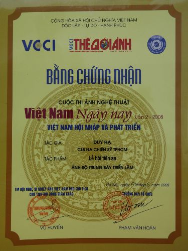 bằng chứng nhận bộ ảnh triển lãm